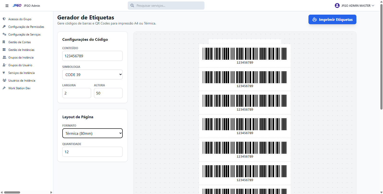 Geração de Código de Barras